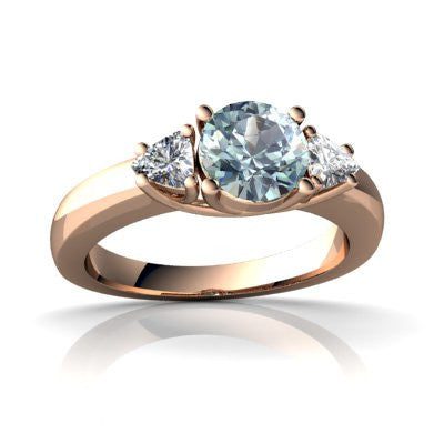 Genuine Aquamarine 14kt Rose Gold timeless Ring
