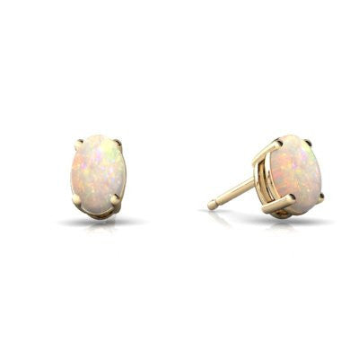 Genuine Opal 14kt Yellow Gold stud Earrings