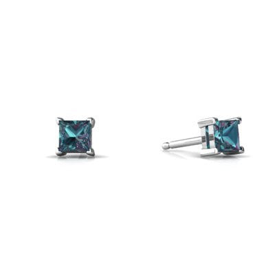 Lab Alexandrite 14kt White Gold stud Earrings