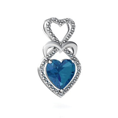 Genuine London Blue Topaz 14kt White Gold modern Pendant