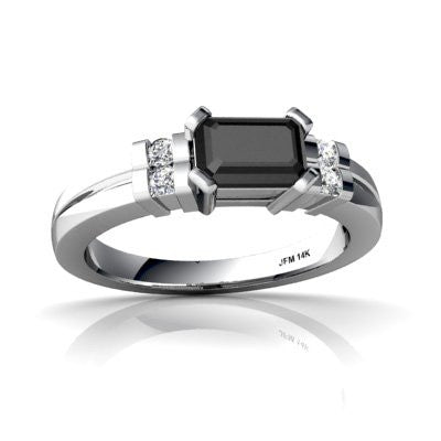 Genuine Black Onyx 14kt White Gold modern Ring