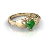 Genuine Emerald 14kt Yellow Gold claddagh Ring