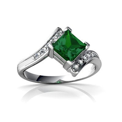 Lab Emerald 14kt White Gold modern Ring