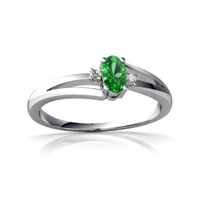 Lab Emerald 14kt White Gold petite Ring