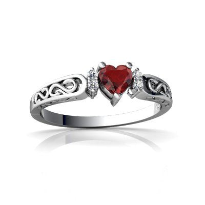 Genuine Garnet 14kt White Gold petite Ring