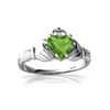 Genuine Peridot 14kt White Gold claddagh Ring