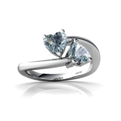 Genuine Aquamarine 14kt White Gold modern Ring