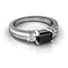 Genuine Black Onyx 14kt White Gold modern Ring