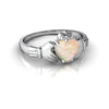 Genuine Opal 14kt White Gold claddagh Ring