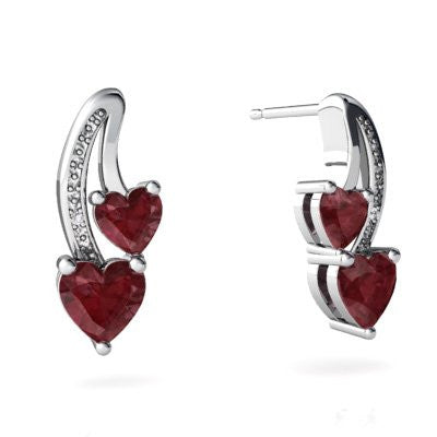 Genuine Ruby 14kt White Gold dangle Earrings
