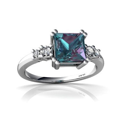 Lab Alexandrite 14kt White Gold modern Ring