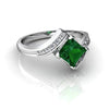 Lab Emerald 14kt White Gold modern Ring