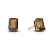 Genuine Smoky Quartz 14kt Yellow Gold stud Earrings