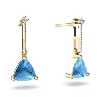 Genuine Blue Topaz 14kt Yellow Gold dangle Earrings