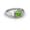 Genuine Peridot 14kt White Gold claddagh Ring