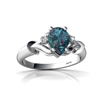 Lab Alexandrite 14kt White Gold filligree Ring