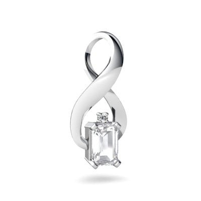Genuine White Topaz 14kt White Gold filligree Pendant