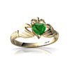 Genuine Emerald 14kt Yellow Gold claddagh Ring