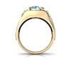 Genuine Aquamarine 14kt Yellow Gold mens Ring