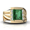 Lab Emerald 14kt Yellow Gold mens Ring