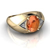 Genuine Fire Opal 14kt Yellow Gold mens Ring