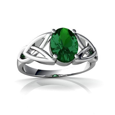 Lab Emerald 14kt White Gold celtic Ring