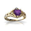 Genuine Amethyst 14kt Yellow Gold celtic Ring
