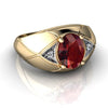 Genuine Garnet 14kt Yellow Gold mens Ring