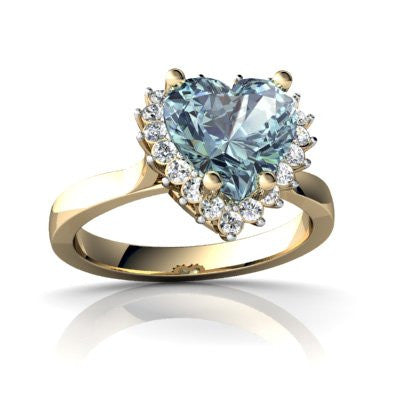 Genuine Aquamarine 14kt Yellow Gold cocktail Ring