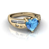 Genuine Blue Topaz 14kt Yellow Gold filligree Ring