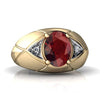 Genuine Garnet 14kt Yellow Gold mens Ring