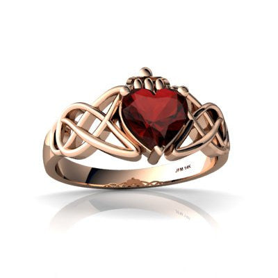 Genuine Garnet 14kt Rose Gold claddagh Ring
