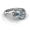 Genuine Aquamarine 14kt White Gold filligree Ring