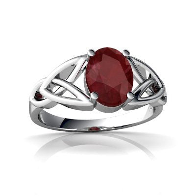 Genuine Ruby 14kt White Gold celtic Ring
