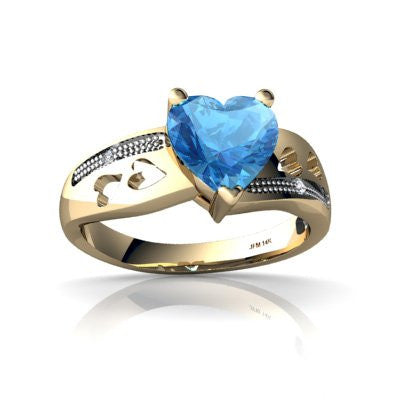 Genuine Blue Topaz 14kt Yellow Gold filligree Ring