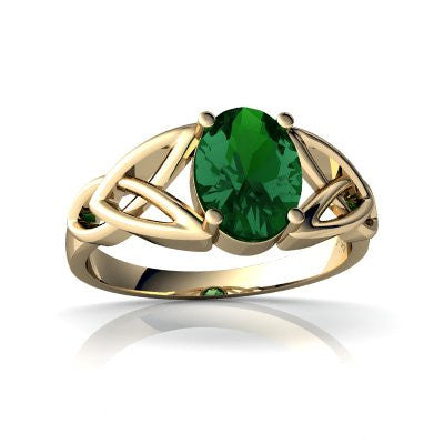 Lab Emerald 14kt Yellow Gold celtic Ring