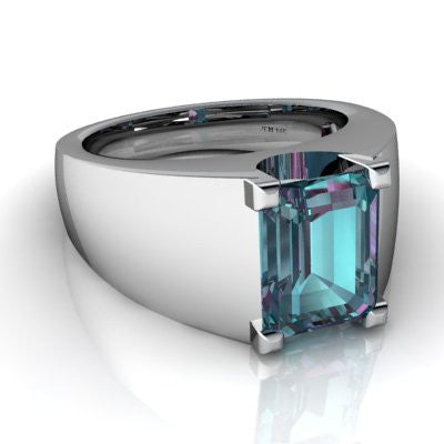 Lab Alexandrite 14kt White Gold mens Ring