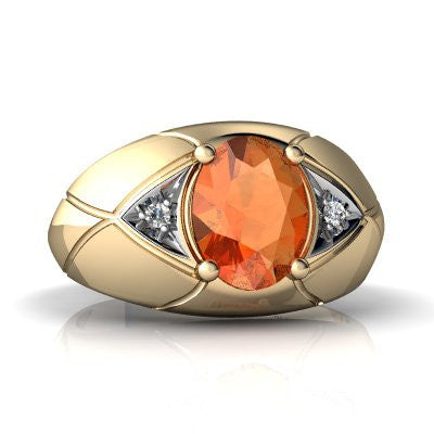 Genuine Fire Opal 14kt Yellow Gold mens Ring