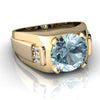 Genuine Aquamarine 14kt Yellow Gold mens Ring