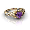 Genuine Amethyst 14kt Yellow Gold celtic Ring