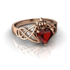Genuine Garnet 14kt Rose Gold claddagh Ring