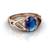 Genuine London Blue Topaz 14kt Rose Gold celtic Ring