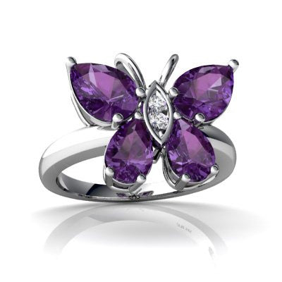 Genuine Amethyst 14kt White Gold keepsake Ring