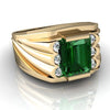 Lab Emerald 14kt Yellow Gold mens Ring